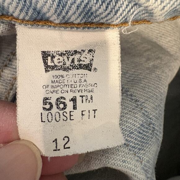 Vintage Levis 561 Shorts Womens 12 Light Wash Denim High Rise Loose Fit USA 90s - Picture 2 of 14